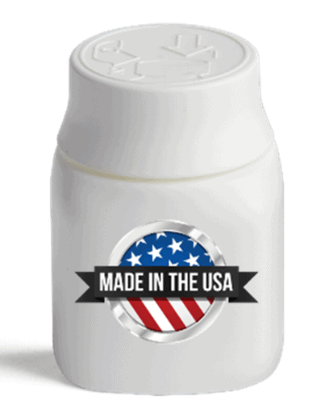 Drug Plastics bottle with a label that reads made in the USA