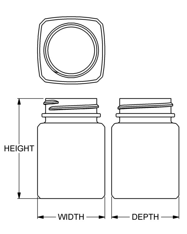 90 cc Wide-Mouth Beveled Square