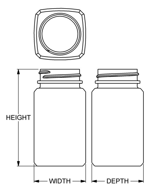 120 cc Wide-Mouth Beveled Square