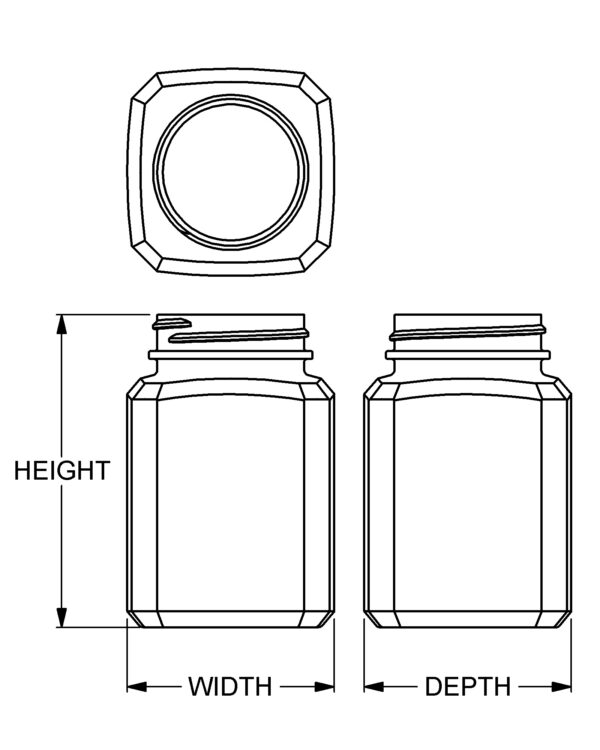 200 cc Wide-Mouth Beveled Square