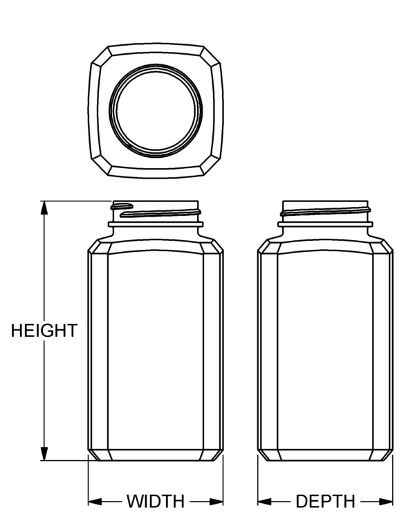 400 cc Wide-Mouth Beveled Square